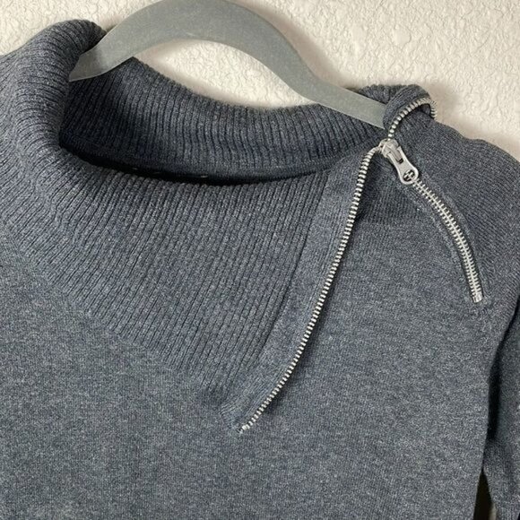 Jeanne Pierre Zip Cowl Neck Tunic Sweater Gray Front Pockets Sz S - Picture 4 of 11